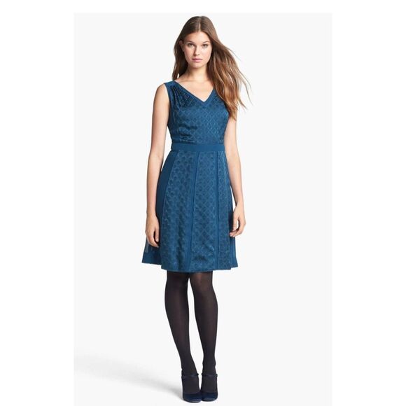 Tory Burch Hadley A-Line Dress, Deep Sea Blue Silk, Slvls., NWOT, Sz. 6 - Picture 3 of 4